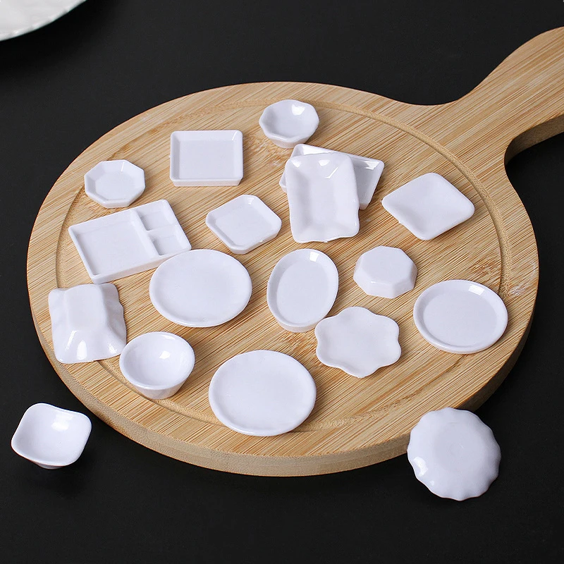 5Pcs 1/12 Dollhouse Miniature Plates Tray Set Model Kitchen Tableware Accessories For Dolls House Decor Pretend Play Toys