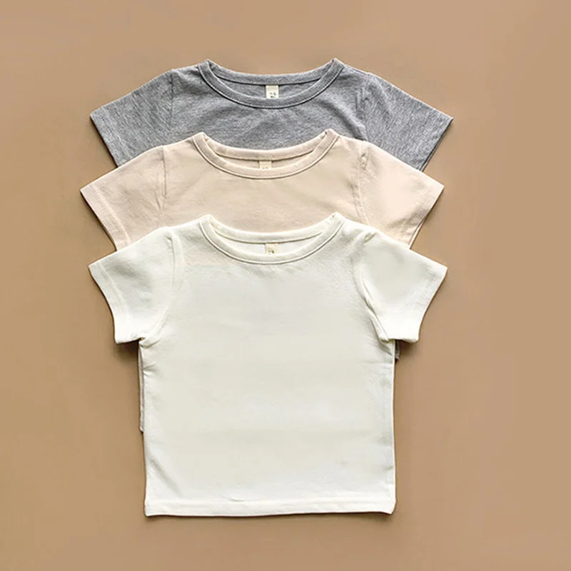 Newborn Baby T-shirts For Boys Girls Cotton Short Sleeve Baby's Clothing Casual Summer Toddler Clothes White Gray 0-24Month New