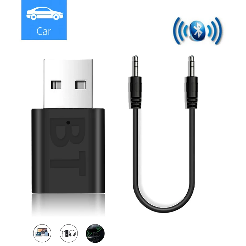 Bluetooth Car Adapter Mini Audio Recevier USB MP3 Music Dongle 3.5MM JACK AUX For Wireless Keyboard FM Radio Speaker Headphone