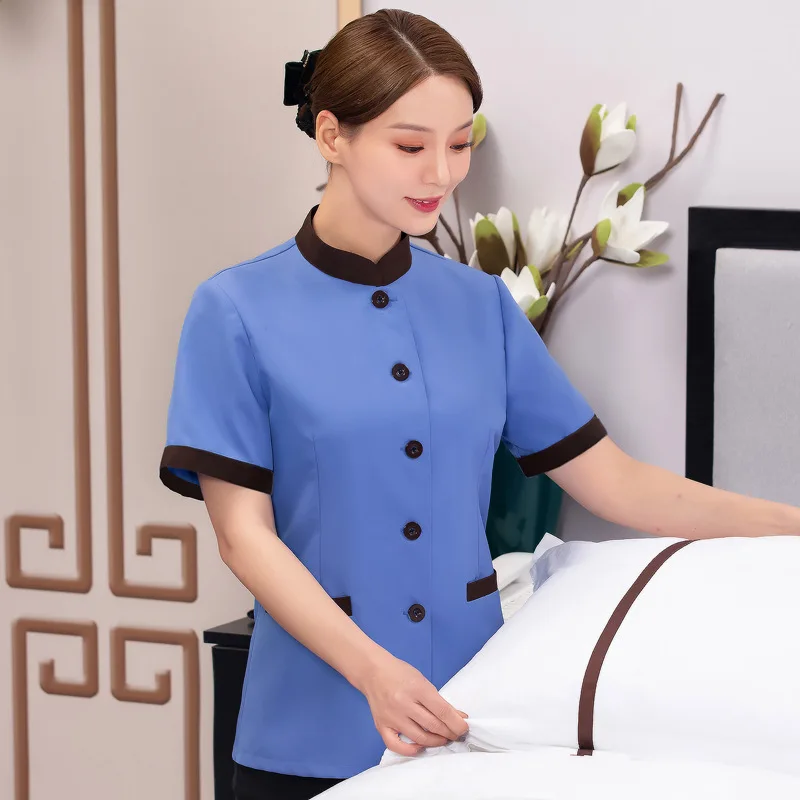 

Cleaning Service Uniform Short Sleeve Hotel Guest Room Work Clothes Summer Wear Female Property Floor Cleaner Aunt PA Uniform Ne