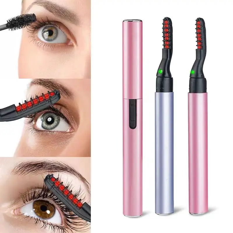 Recourbe-cils électrique chauffant, stylo à cils bouclés, mascara longue durée, peigne à cils durable, brosse à cils mince saillante