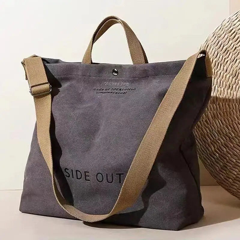Hochwertige Canvas-Umhängetasche für Männer und Frauen, einfache Crossbody-Tasche aus gewaschenem Canvas, dicke Handtasche mit großer Kapazität, Tasche für Kunststudenten. – Detail 14