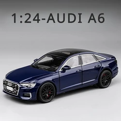 1:24 AUDI A6 Alloy Car Model Diecast & Toy Metal Vehicle Car Model High Simulation Sound and Light Collection Childrens Toy Gift