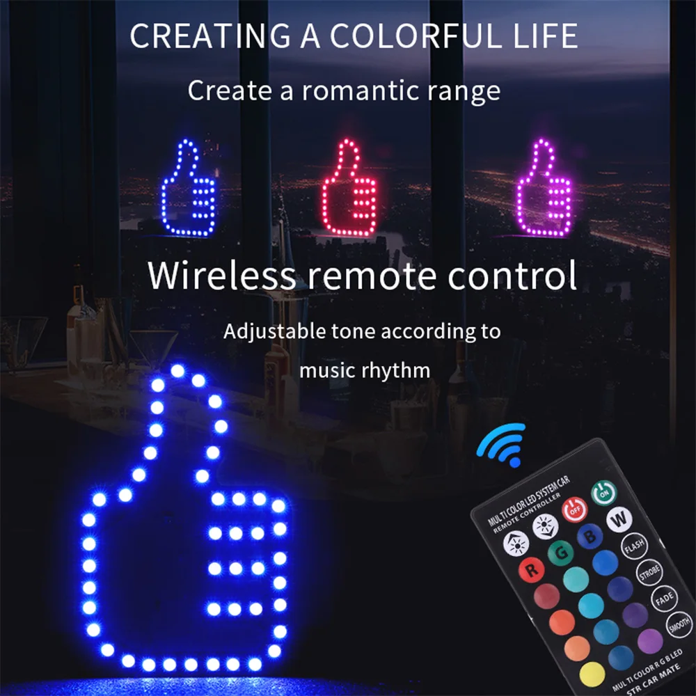Car LED Illuminated Gesture Light Car Thumb Up Finger Lamp With Remote Control OK Signs Exterior Funny Decoration Accessories