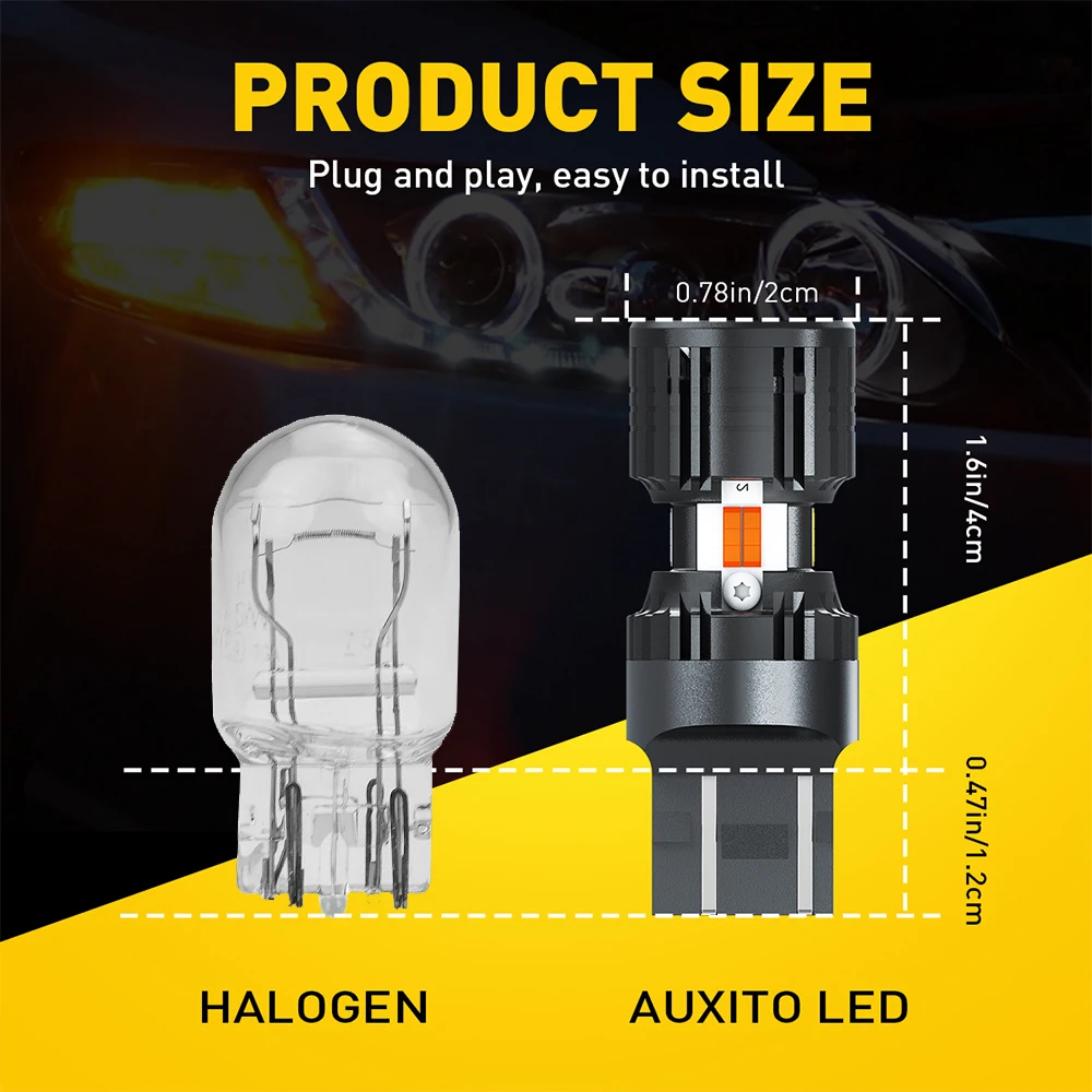 AUXITO 2Pcs T20 7443 W21/5W LED Canbus Reverse Lights 7440 W21W WY21W Bulb For Toyota Corolla Camry BMW Tail Turn Signal Lights