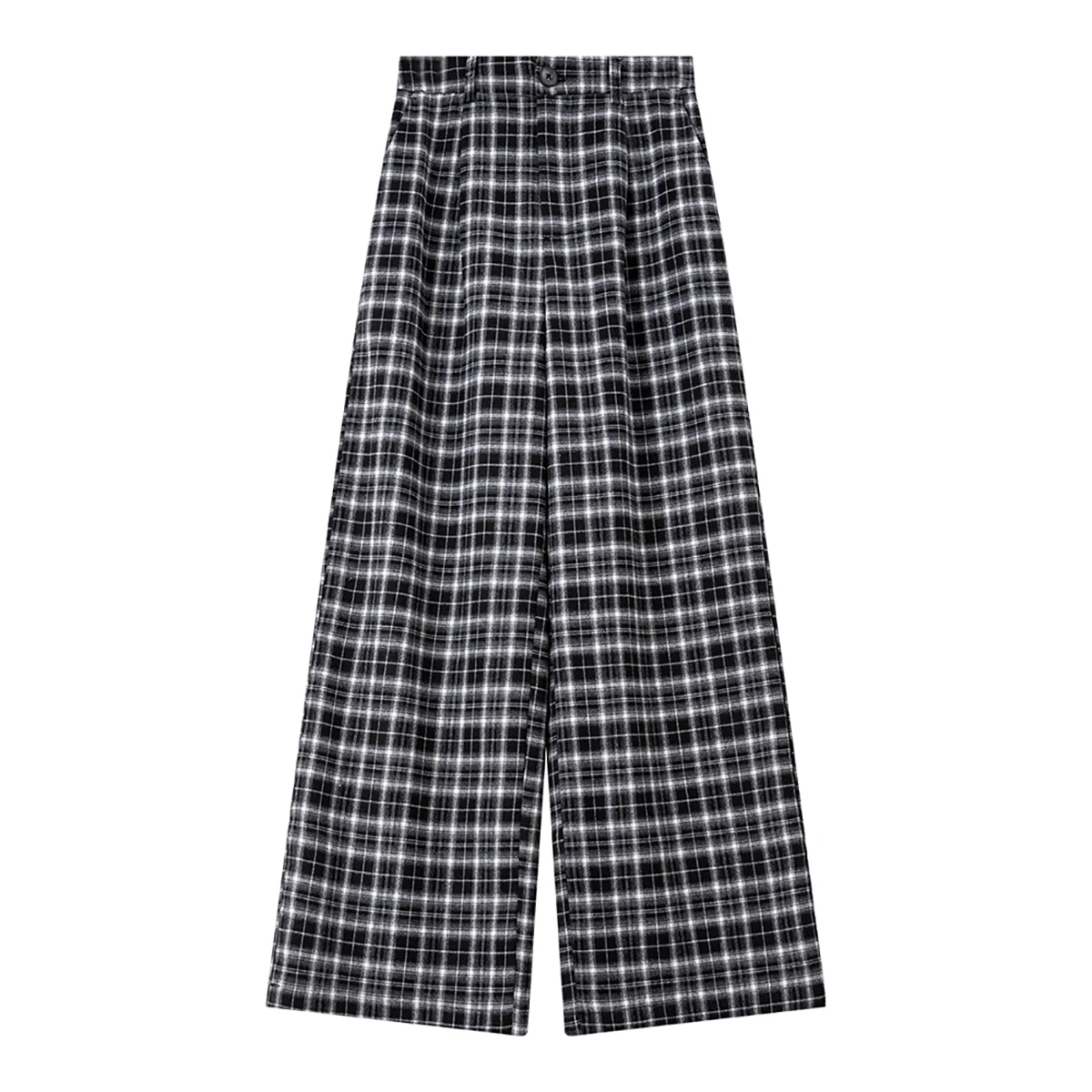 VIMLY Woman Plaid Trousers England Style Autumn 2025 New Baggy Button Female Pants Casual Pockets Long Pants Ropa De Mujer A2788