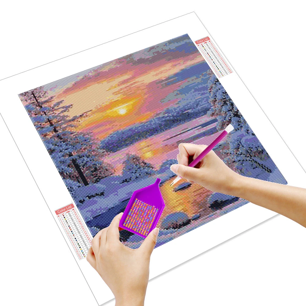 HUACAN 1 pièces diamant peinture coucher de soleil sérénité scène d'hiver diamant peinture Kit 5D bricolage broderie pleine perceuse mosaïque Art décor