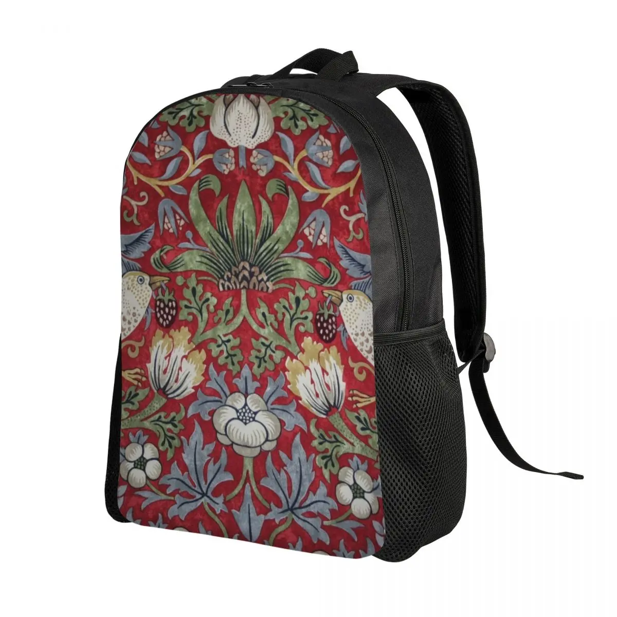 Strawberry Thief By William Morris Laptop Backpack Fashion Bookbag for School College Students Vintage Bohochic Floral Bag