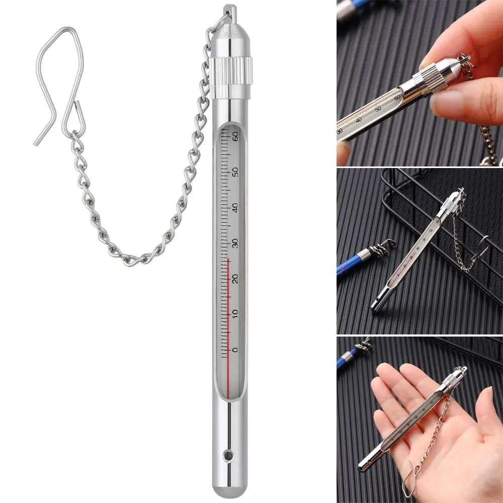 High Quality precise Portable Fly Fishing Stainless Steel Stream Water Temperature Fishing Thermometer with Carabiner