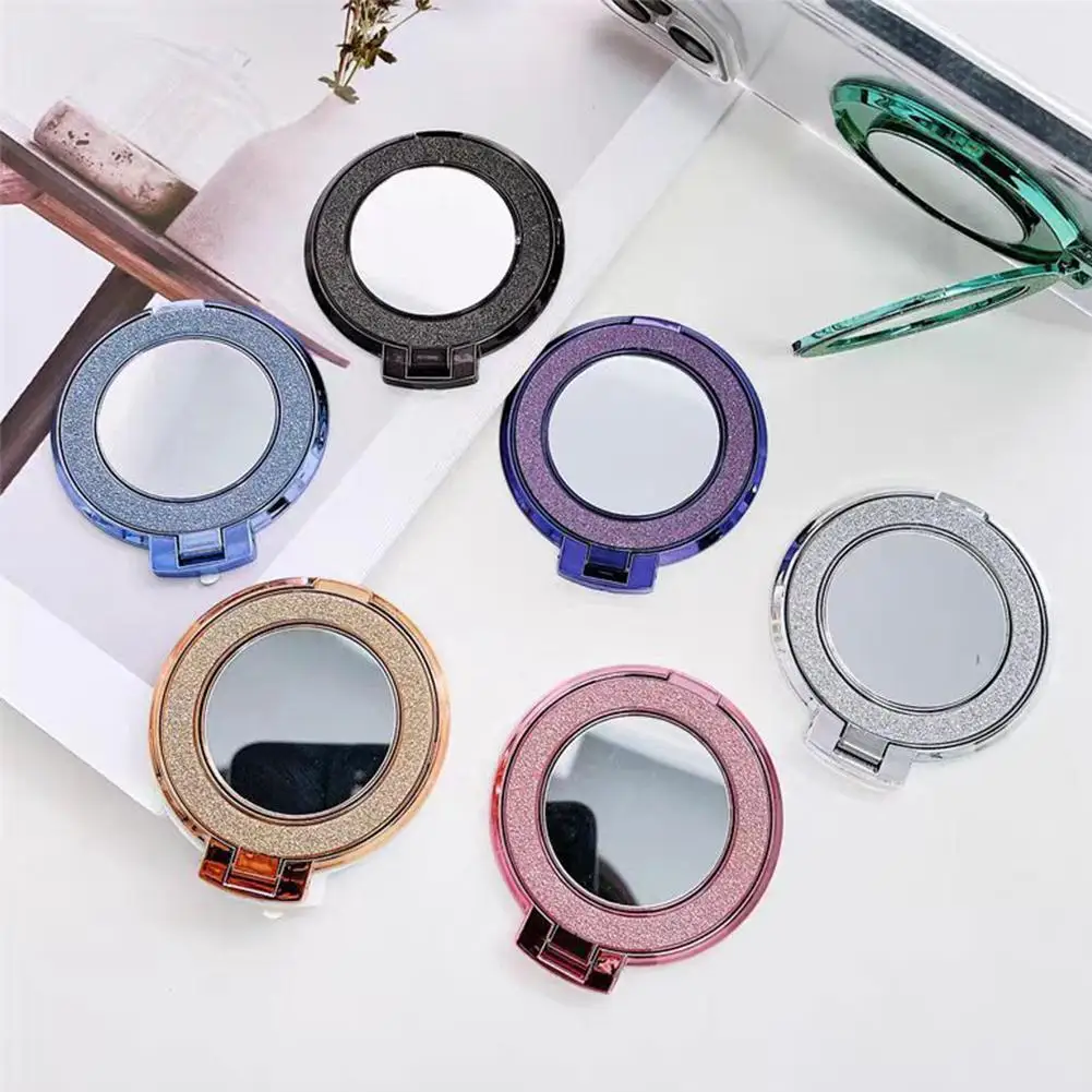  Grip Magnetic Phone Holder Rotating Round Mirror Glitter Bling Holder For IPhone Mobile Phone Holder