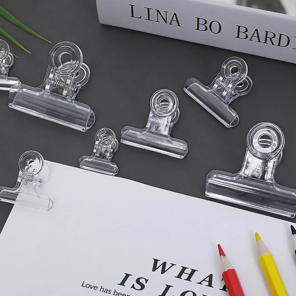 10pcs Plastic Transparent File Clips For Binder Paper Clamps Fixing Cards Bills Notes Office Supplies School Stationery