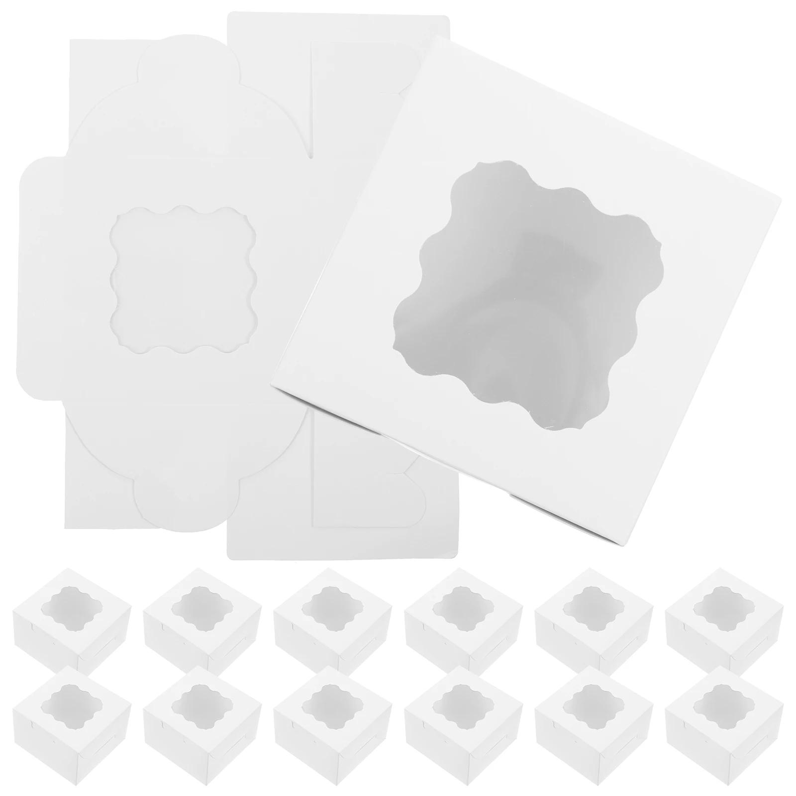 

50pcs White Bakery Boxes 4x4x2 5 Inch Thick Cookie Containers Donut Cake Treat Gift Window Packaging Bulk Disposable