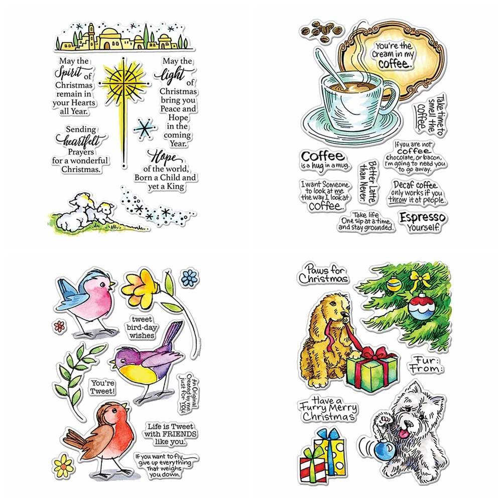 Weihnachts geschenke klare Briefmarken Kaffee Sätze Silikon transparente Briefmarken für DIY Scrap booking Album Karte machen Dekoration