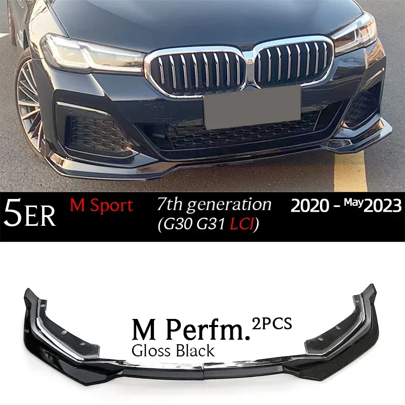 G30 Carbon Fiber Print Front Bumper Lip Gloss Black Chin Spoiler for BMW 5 Series G30 M Sport 2017 - May 2023 G31 520i 530i 530e