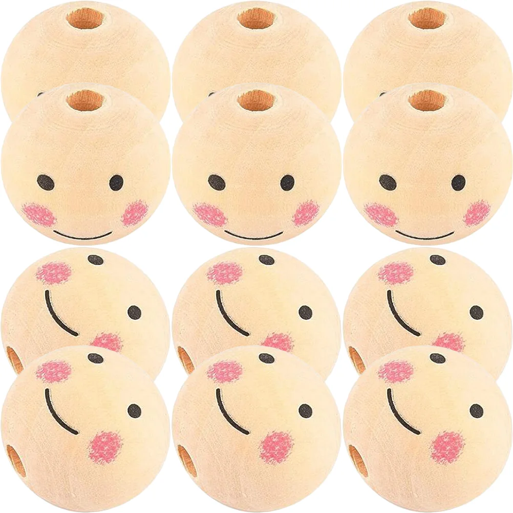 

50 Pcs Jewelry Smile Bead DIY Children Beading Spacer Beads Wooden for Crafts Necklace