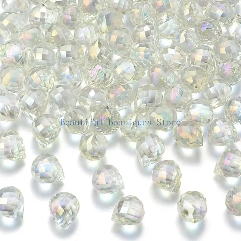 U4LF Teardrop Glass Beads with Faceted Detail and a Top-Drilled Design for Drop Earrings, Pendants, and DIY Beading