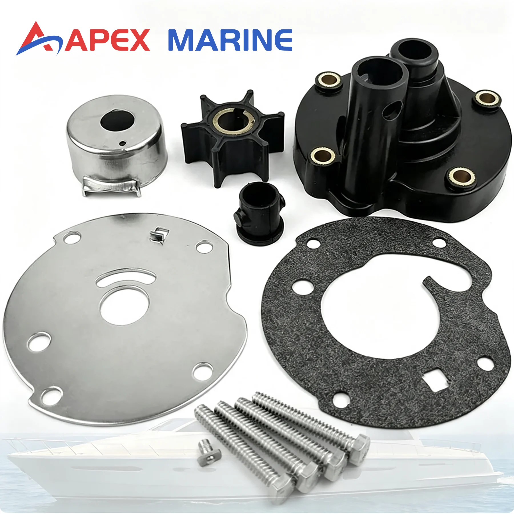 OEM 763758 389228 382797 Water Pump Impeller Complete Repair Kit W/ Housing for OMC Johnson Evinrude 5.5 6 7.5 HP Outboard Motor