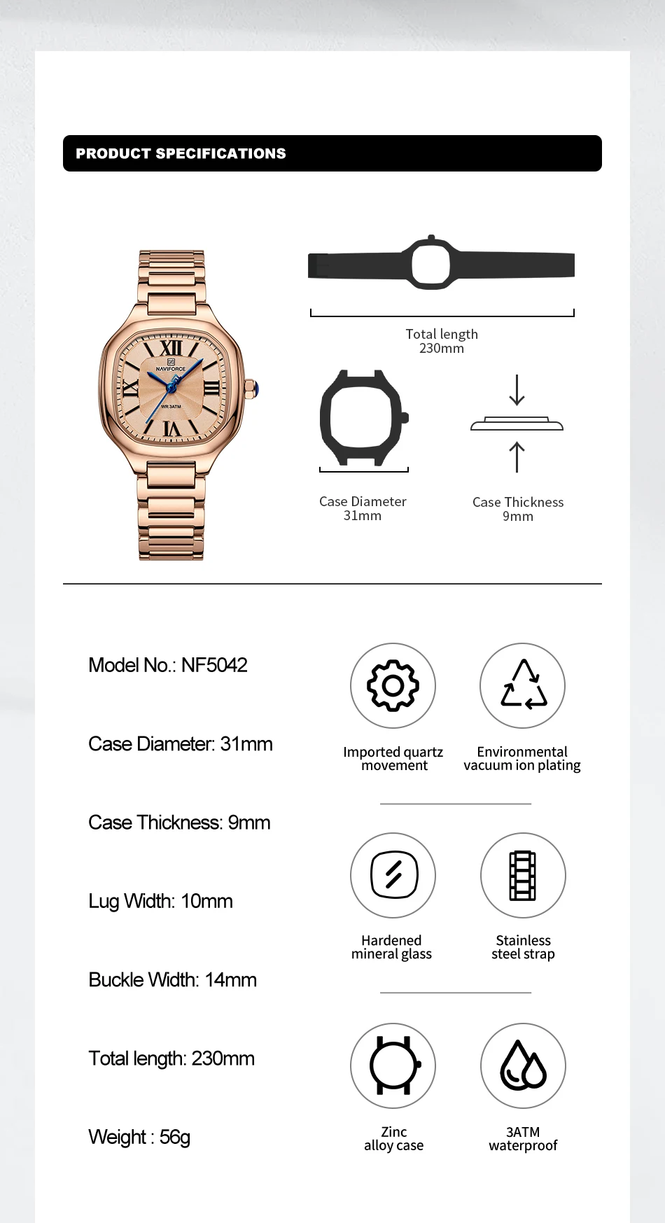 NAVIFORCE Lover\'s horloge voor mannen en vrouwen Casual mode-jurkhorloge Waterdicht datumklok Paarhorloge Geschenkset te koop