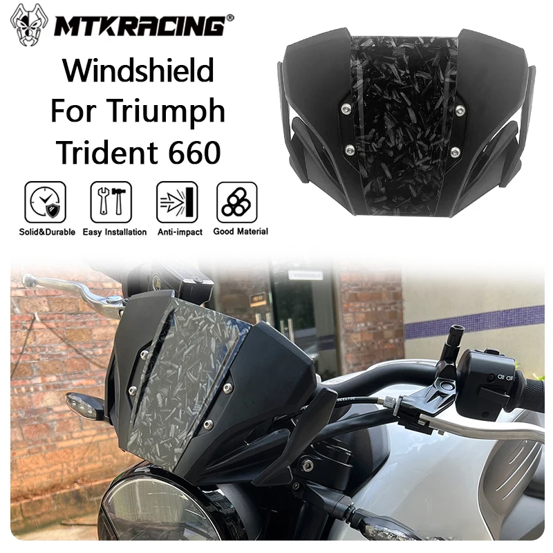 MTKRACING Windshield For Triumph Trident 660 2018-2024 Motorcycle Windshield WindScreen Front Screen Wind Deflector Accessories