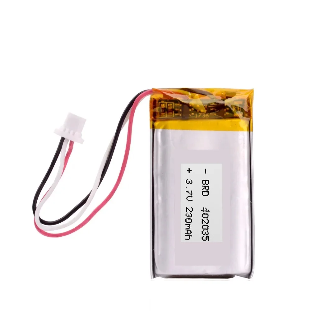 

3.7V 230mAh 402035 Lithium Polymer LiPo battery with JST for Handheld GPS Mp3 Bluetooth Xiaomi Yi smart dash camera DVR 042035