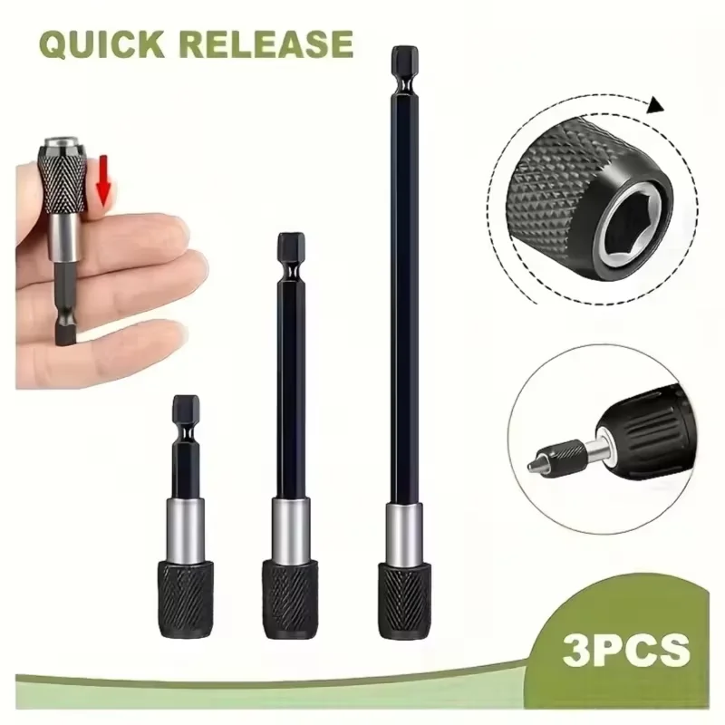 3P Hexagonal Quick Release Extension Rod Self-Locking Drill Bit Bar for Electric Drill Driver Screw Quick Transfer Extension Rod