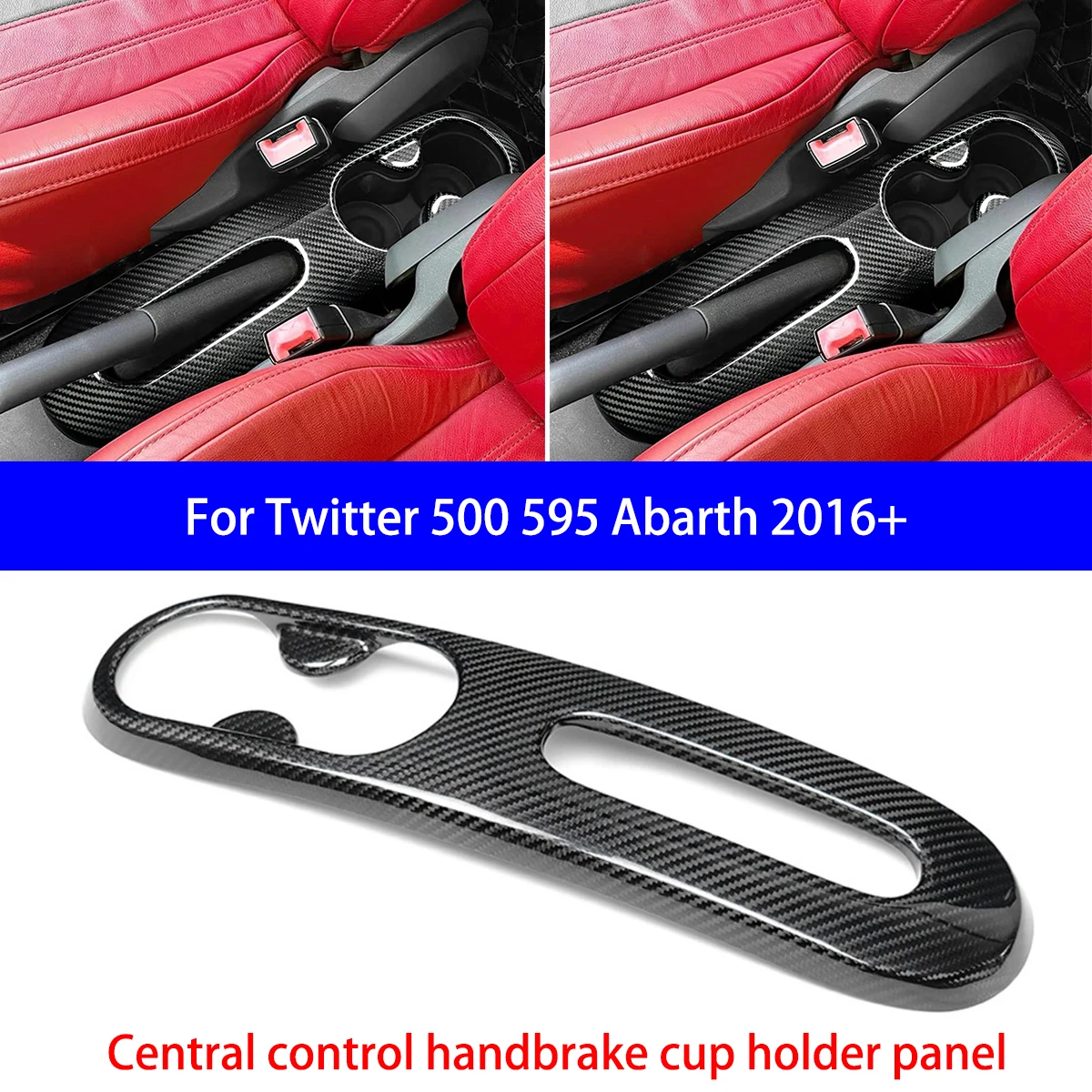 For Fiat ABARTH 500 595 695 Dry Carbon Fiber Handbrake Cover/gear Shift Panel/cup Holder/shift Panel Button Cover Interior Parts view 6