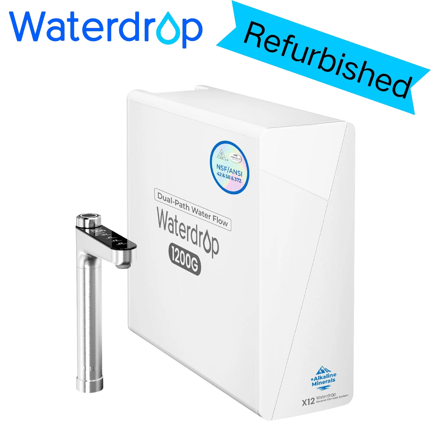 

Система обратного осмоса Waterdrop X12-PRO Dual Flow, безнапорная, с функцией минерализации и повышения pH, 1200 GPD (восстановленная)
