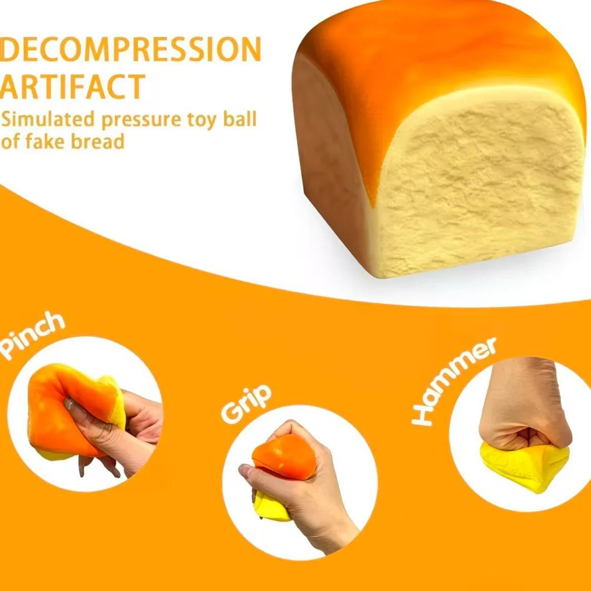Soft Pinch Hawaiian Bread Squeeze Toy Office Stress Relief and Tension Relief Hawaiian Bread Fidget Stress Relief Kids Toy Gift.