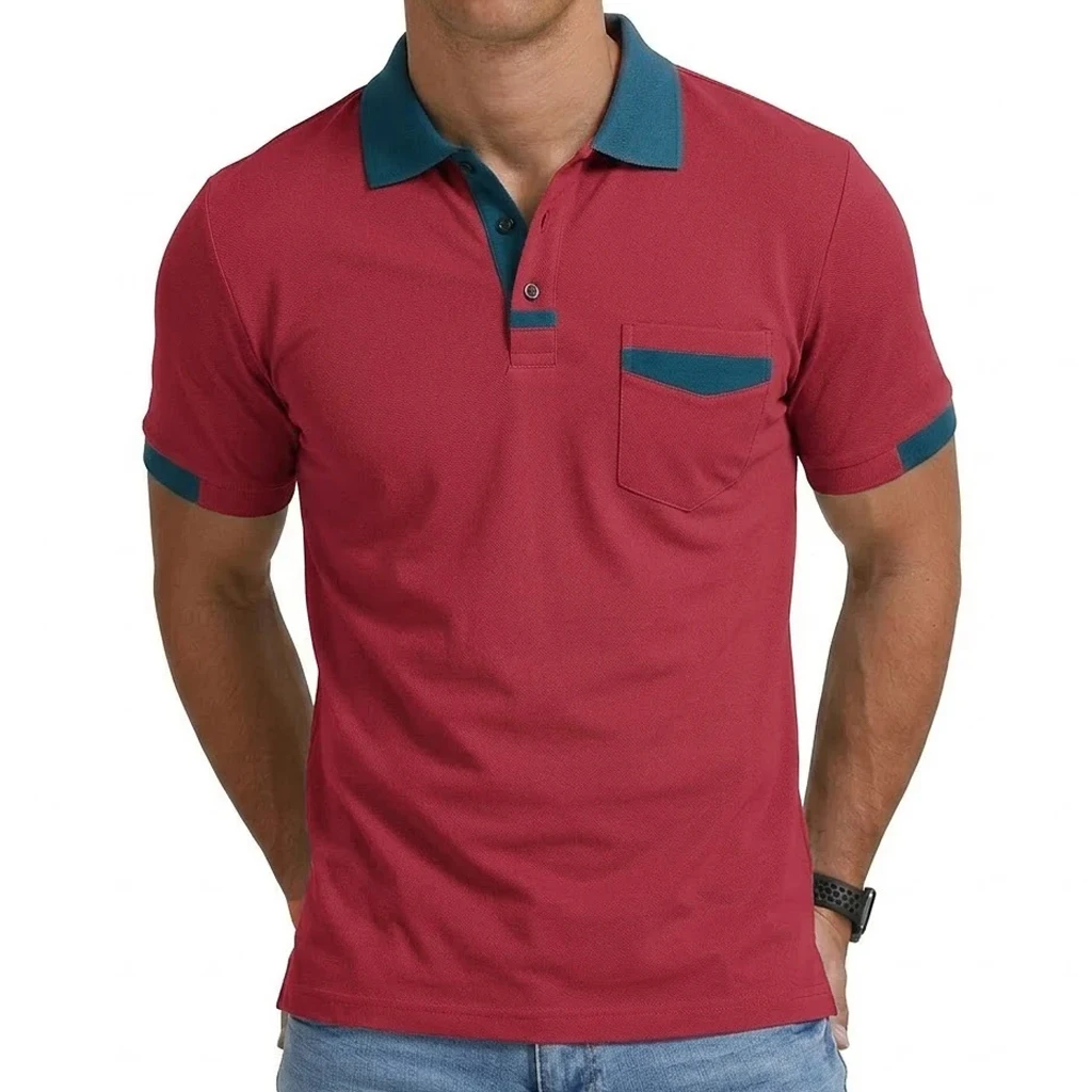 Mens New Premium Luxury Short Sleeve Polo Shirts Summer Color Block Lapel Tops and Casual Breathable LooseFit Tees for Modern