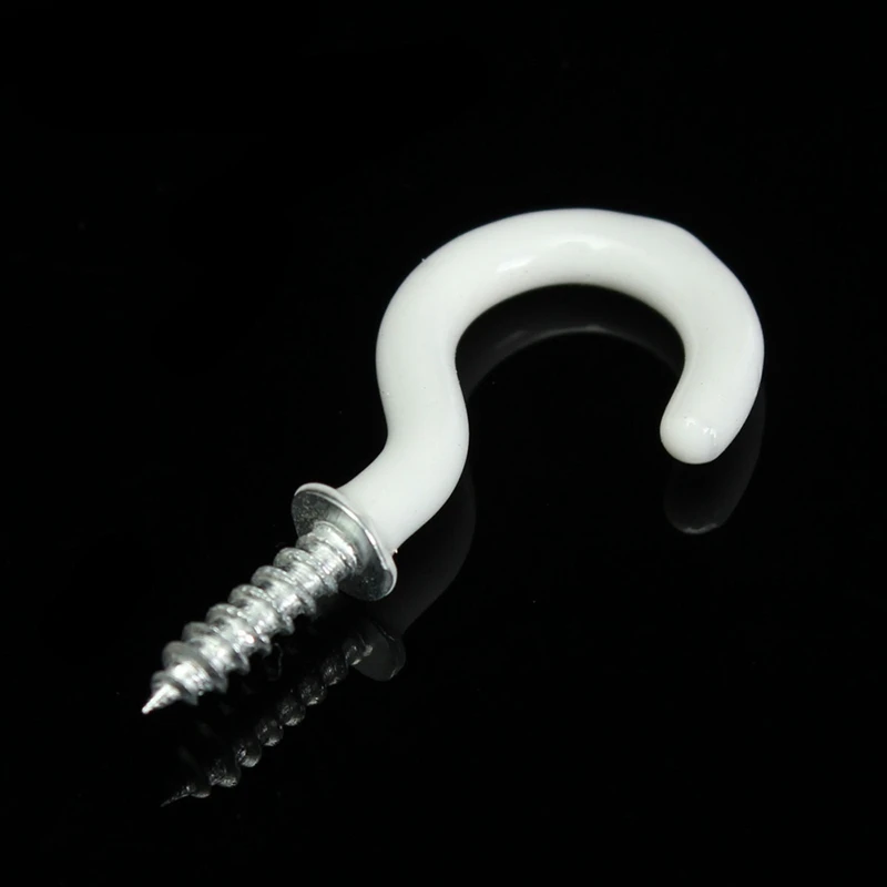 20x PVC Coated Stainless Steel Screw In Cup Hooks Ring Plant Jewelry Hanger Holder Dining Bar Tool S