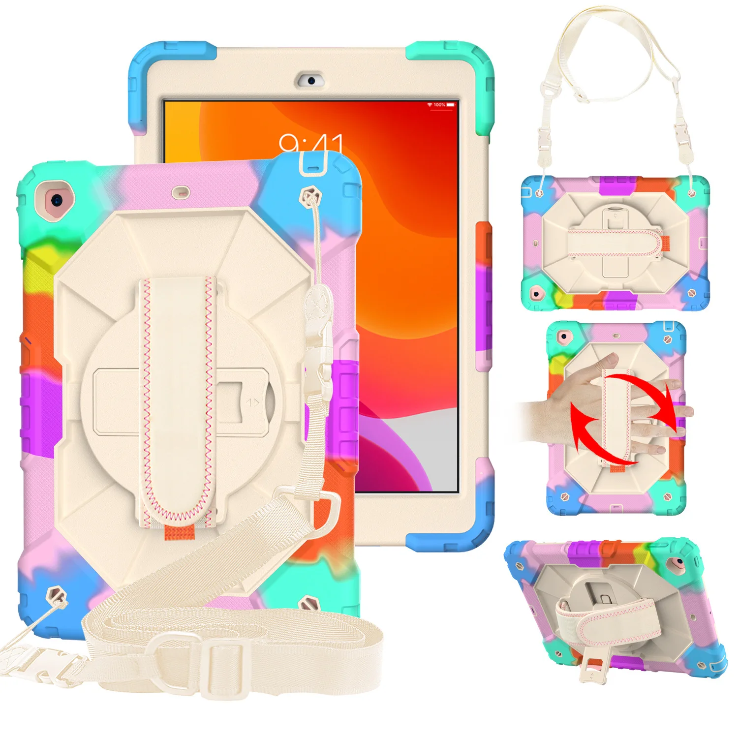 For ipad Air4/5 10.9 Shockproof Kids Stand Tablet Cover Shoulder Strap Funda For iPad 11 2018 2020 2021 2022