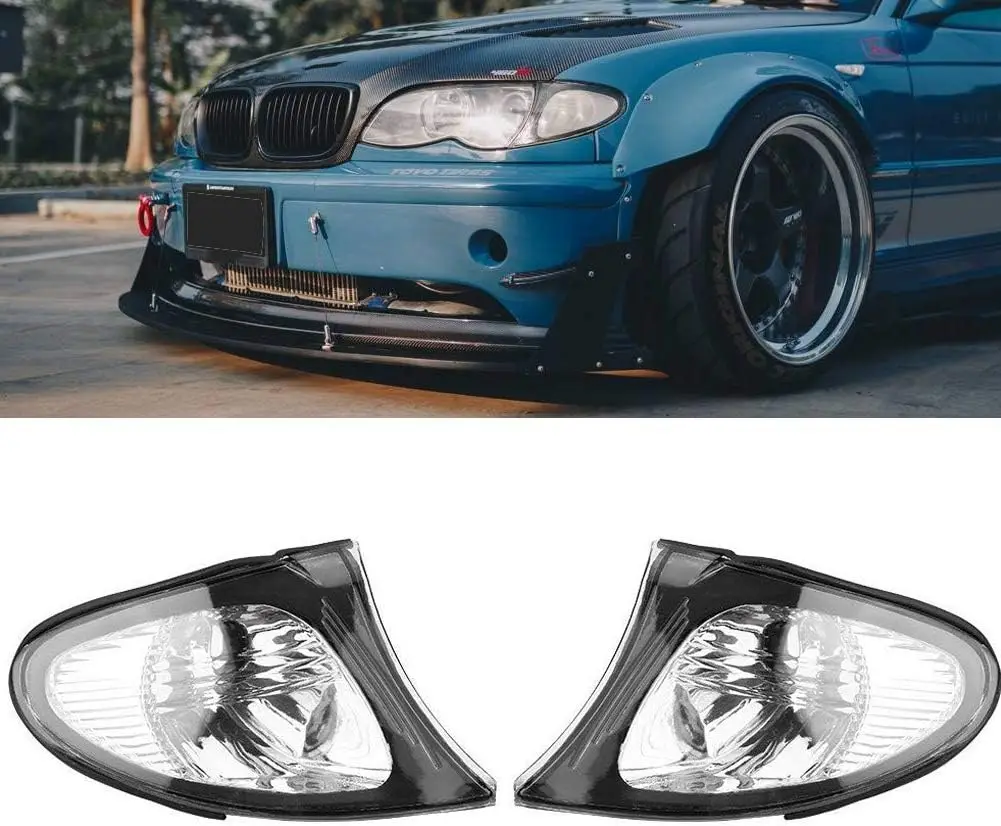 

Clear Corner Signal Light,1 Pair Turn Signal Corner Light Lamp Lens Replacement For BMW E46 3-Series 4DR 2002-2005 Sedan Clear Corner Parking Marker Light Lens