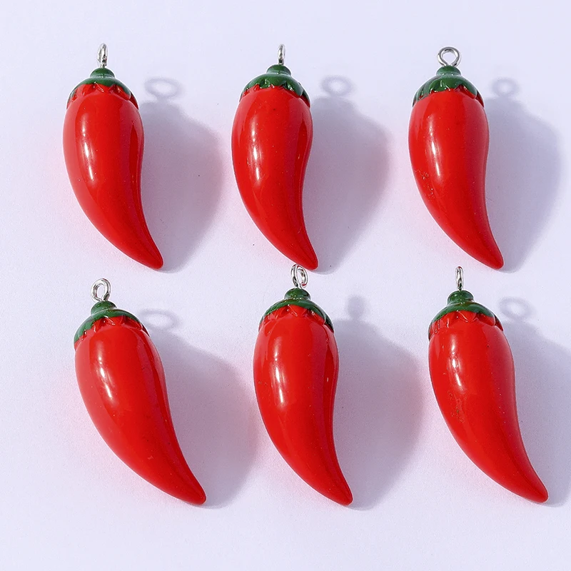 

Duarte 20Pcs/Lot Cute Resin Food Red Pepper Charms Pendants for Jewelry Making Earrings Necklaces Bracelets DIY Crafts Supplies