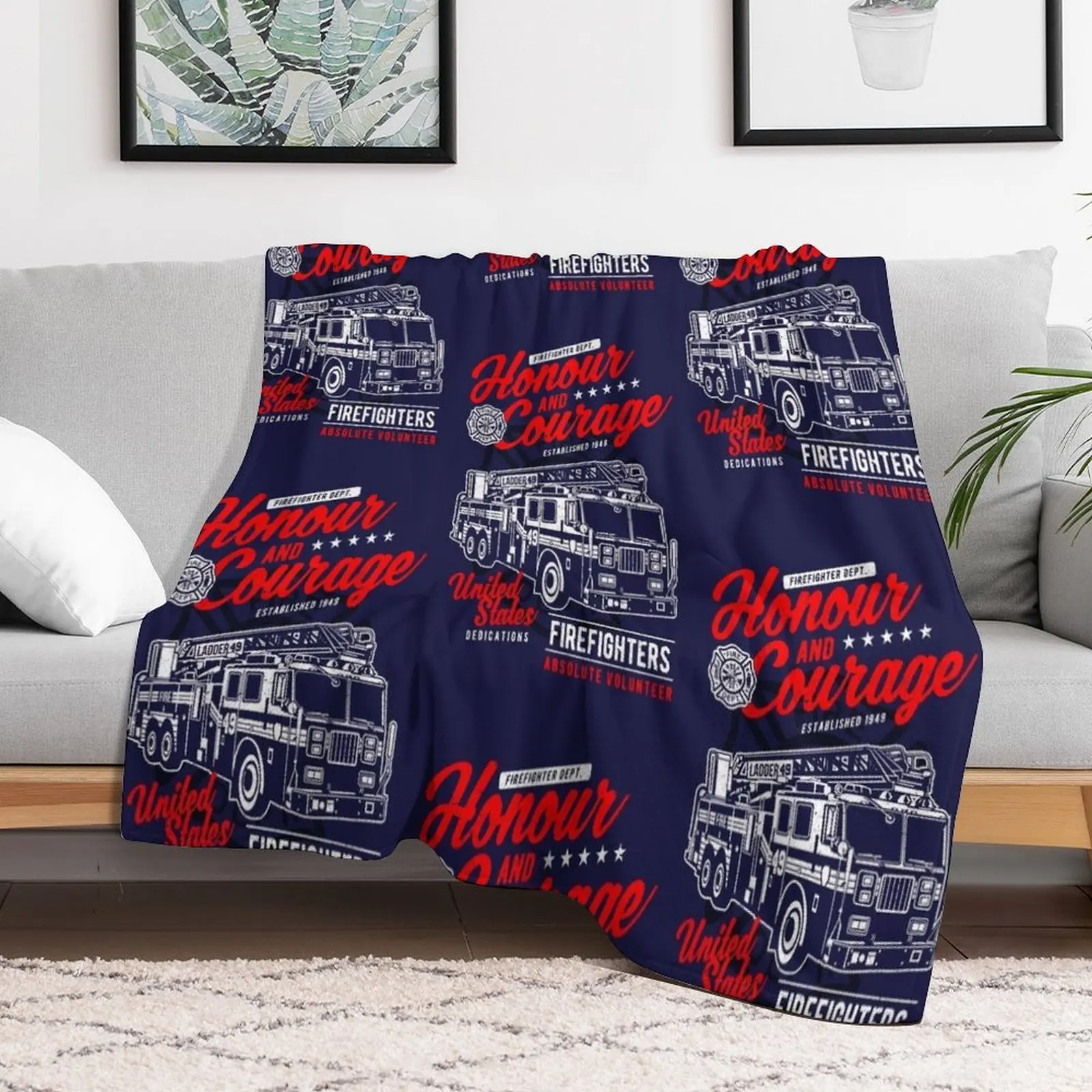 Honour And Courage. Fire Department. Throw Blanket Summer Thin Furrys Retros Blankets