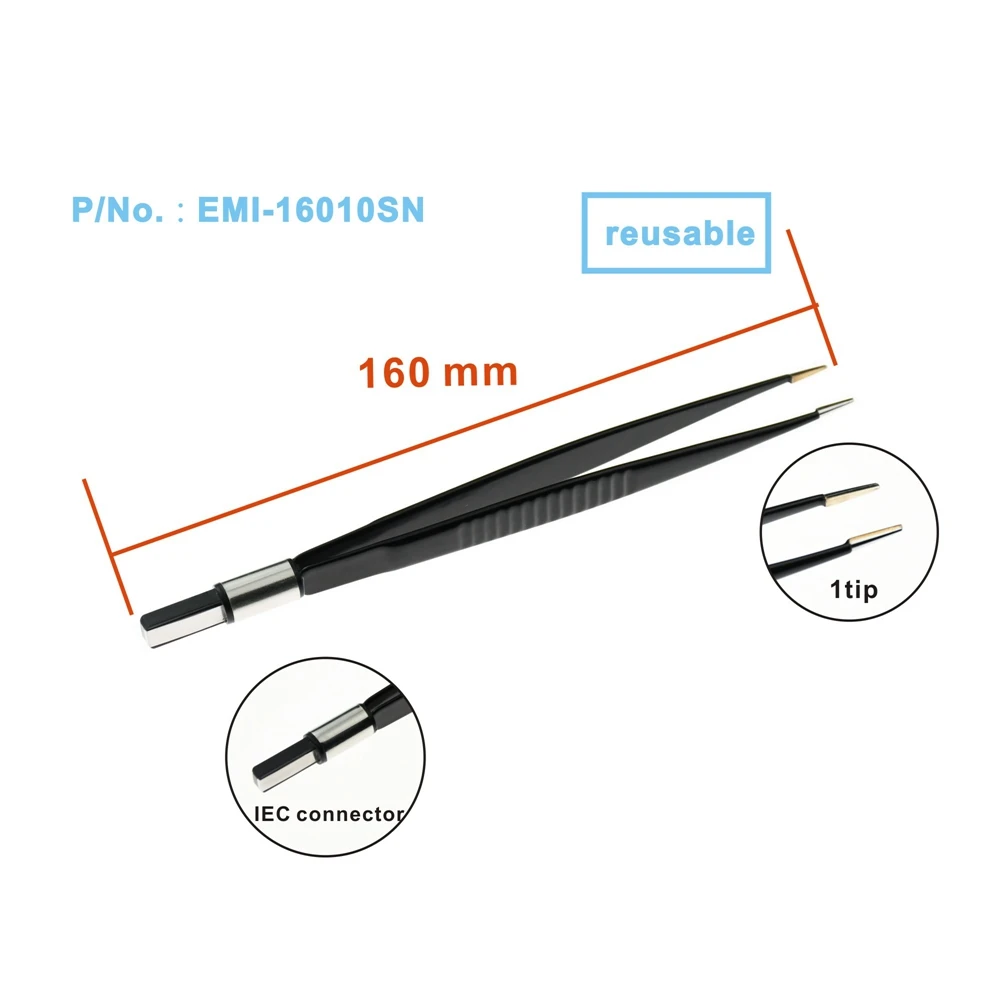 EMI-16010SN Reusable Bipolar Forcep, IEC, electrosurgical, Electrocoagulation Tweezers Electrode Connection Surgical Instrument