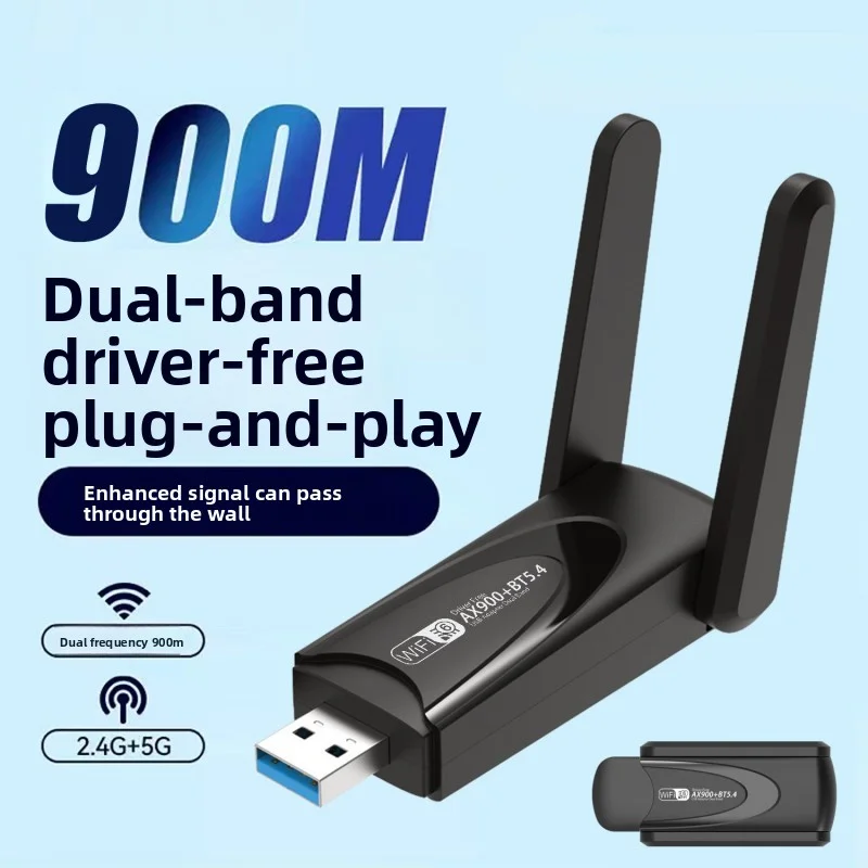 

AX900 BT 5.4 Dual Antenna Adapter 2 in1 Dongle Wireless Wlan External Network Card for Windows 10/11 Driver Free