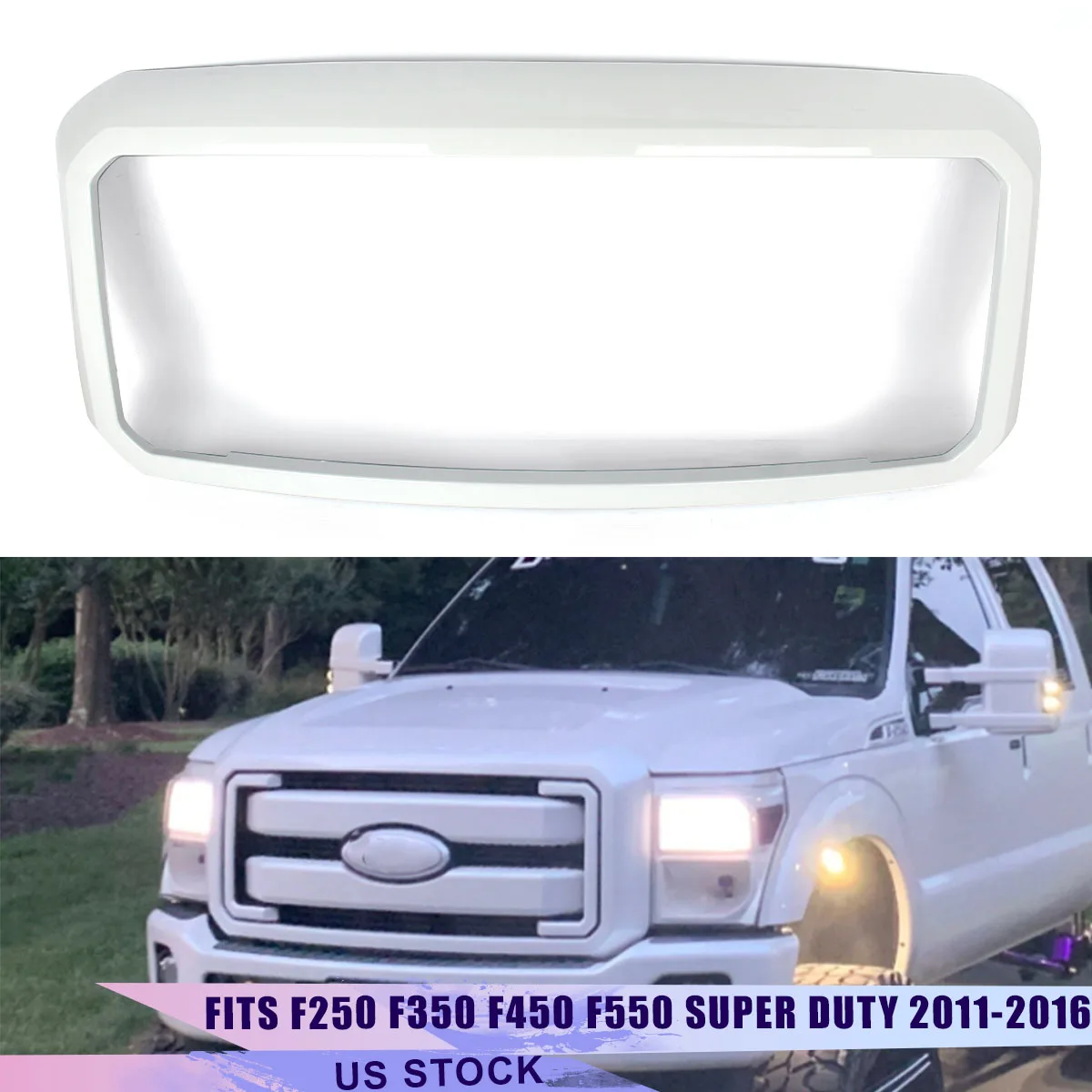 Oxford White YZ/Z1 Front Grille Frame Surround Shell Kit Replace For F250 F350 F450 F550 Super Duty 20112012 2013 2014 2015 2016