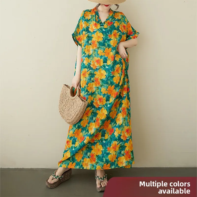 

n Повседневная длинная юбка большого размера с v-ne ort Sve, хлопково-льняная длинная юбка для летних поездок, свободная юбка трапециевидной формы