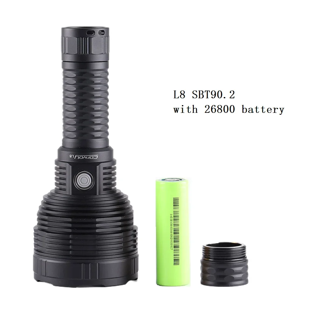 

Convoy L8 Powerful Tactical Flashlights SBT90.2 6400LM Type-C Charging Port Torch Lighting by 26800 Battery for Hunting