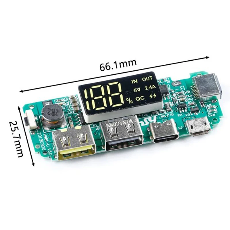 10PCS LED Dual USB 5V 2.4A MicroType-C USB MobilePowerBank18650 Charging Module Lithium Battery Charger Board Circuit Protection