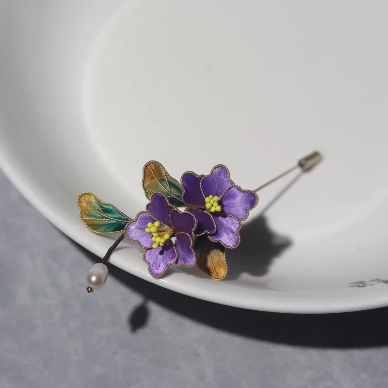 

Вельветовая брошь-цветок в китайском стиле, имитация иволги, для ханьфу и ципао, уникальный элегантный подарок