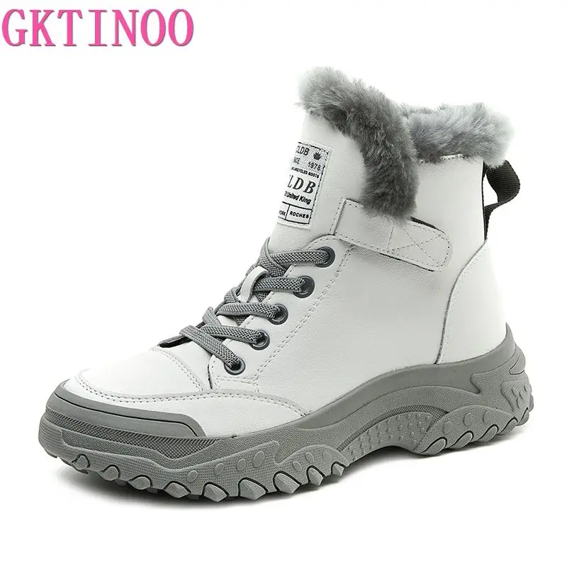 GKTINOO Winter Platform Shoes for Women 2024 Designer Luxury Sneakers Plush Sports Shoes Flats Snow Ankle Boots Tennis Female