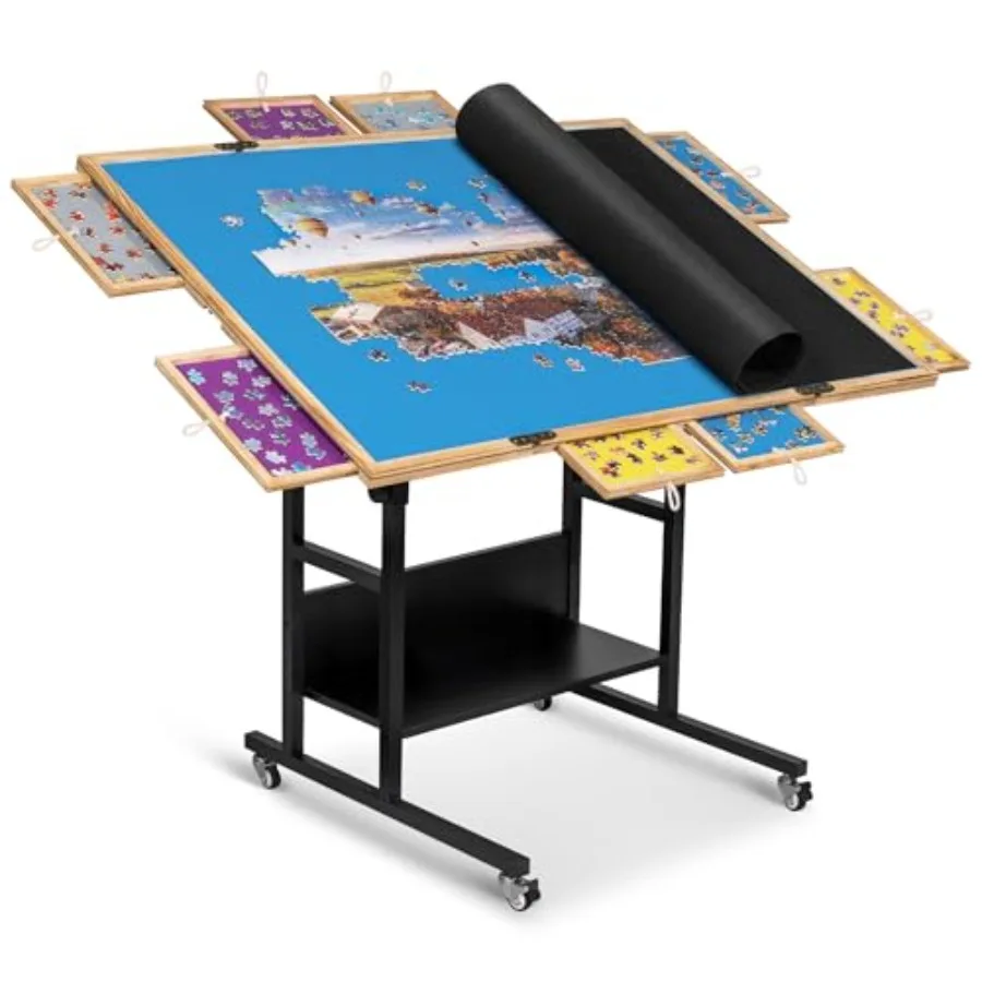 

2000 Piece Tilting and Foldable Puzzle Table with 8 Drawers and Cover, Adjustable Puzzle Tables for Adults with Height and Tilt