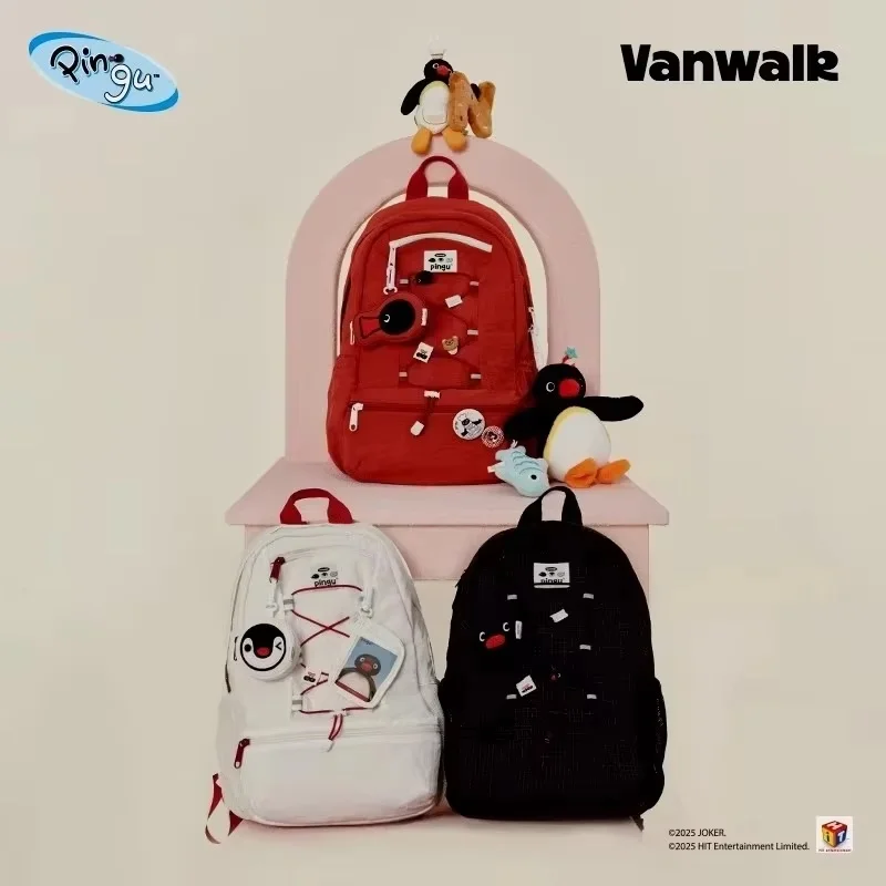 ใหม่ Vanwalk Pingu Penguin กระเป๋านักเรียนขนาดใหญ่กระเป๋านักเรียน Pingu กระเป๋าเป้สะพายหลัง Penguin รุ่น Back To School Season ของขวัญ