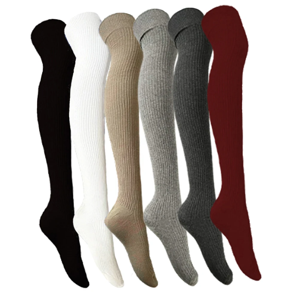 

Women's Stockings Gaiters Striped Long Socks Thigh Winter High Stockings Warm over Knee Socks Soft Wool Christmas Stockings