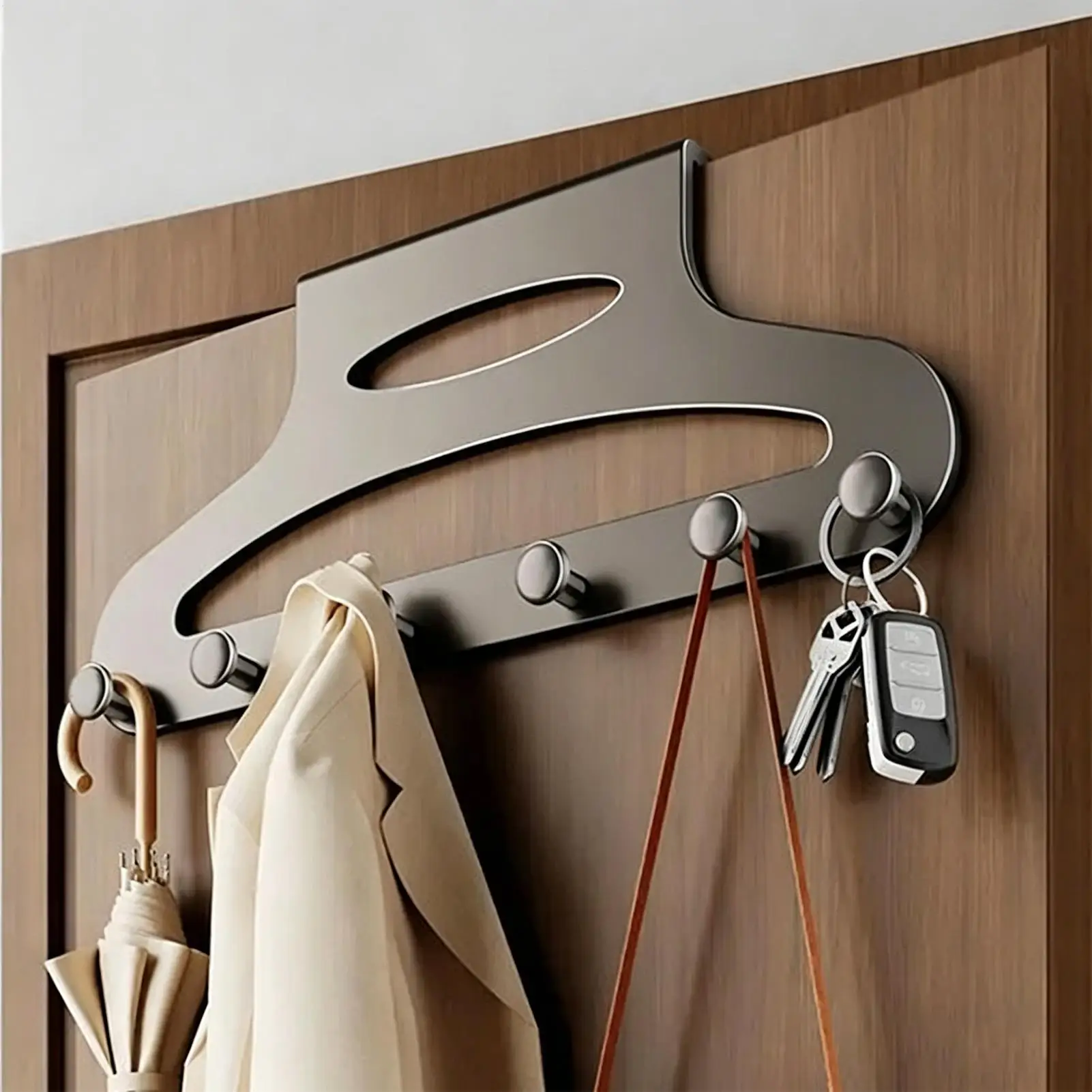 Towel Hanger Door Hook Storage Rack No Drilling Behind Door Organizer Durable Metal Shelf For Home Dormitory Bathroom Bedroom