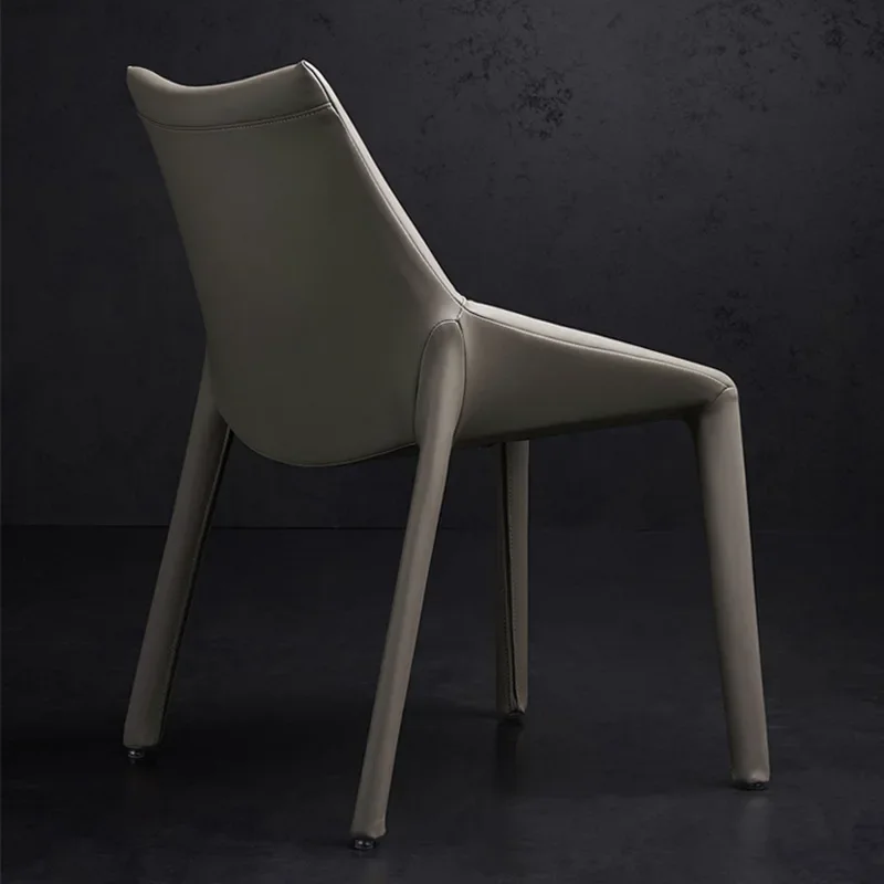 

Light luxury dining chair, gray, design dining table chair, Italian minimalist soft bag chair