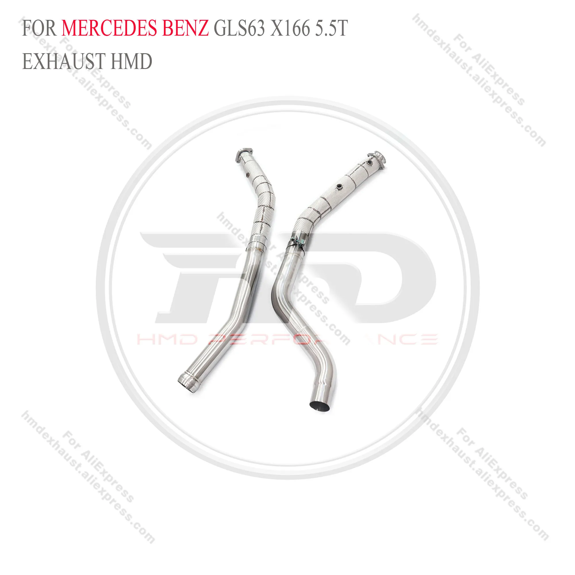 High Quality Downpipe For Mercedes Benz GLS63 X166 5.5T Stainless Steel Heat Shield Exhaust System High Flow Performance HMD