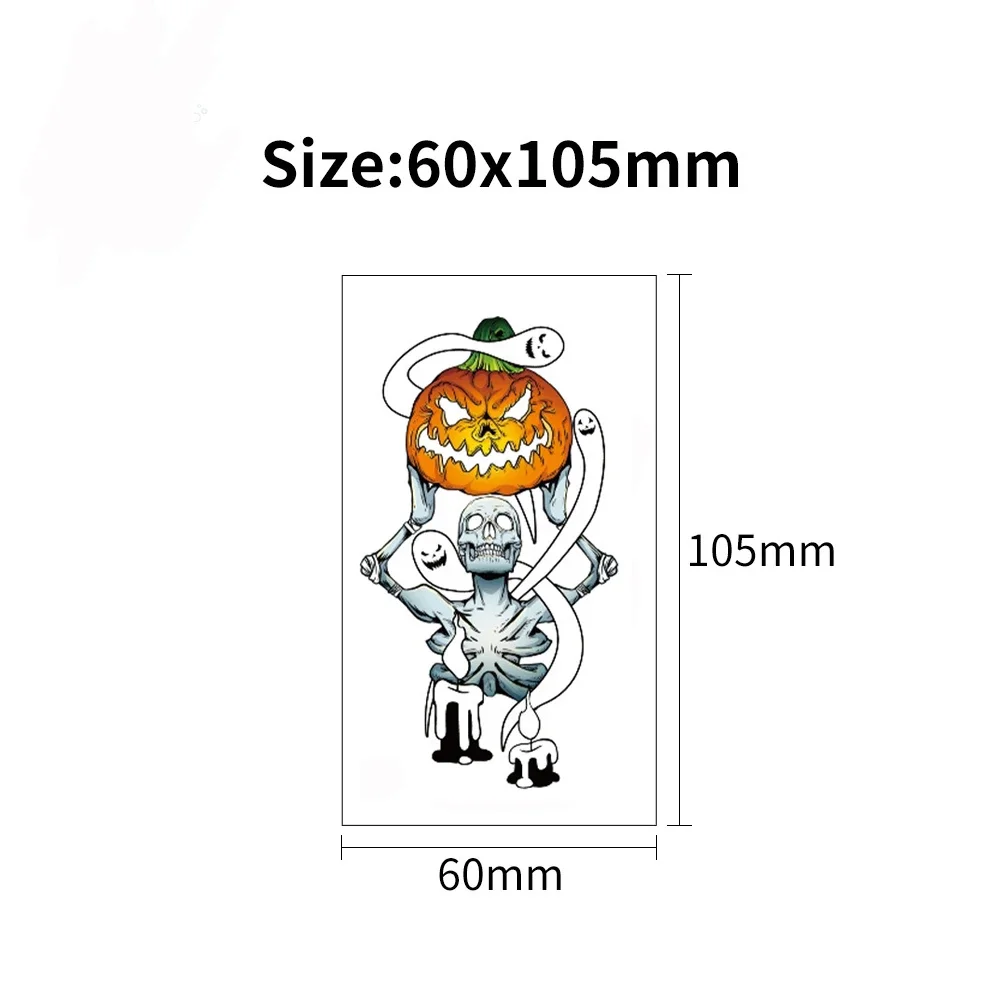 Tattoo Stickers Luminous Halloween Pumpkin Skull Ghost for Women Men Waterproof Temporary Night Light Hand Arm Neck Fake Tatto
