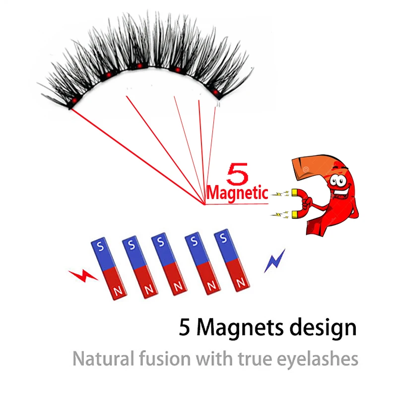 4 pairs 3D 5 Magnet Magnetic False Eyelashes Lasting Magnetic Eyelashes Natural Artificial Mink lashes Faux Cils Magnetique New